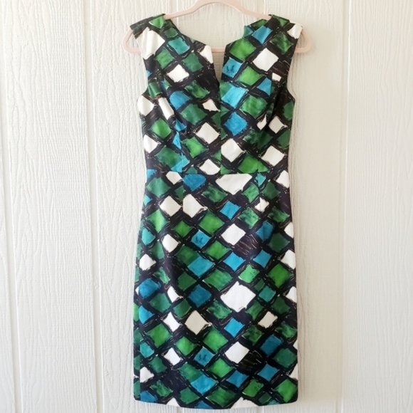 Milly of New York Geometric Block Sleeveless Pencil Sheath Dress sz 4 - Picture 6 of 10